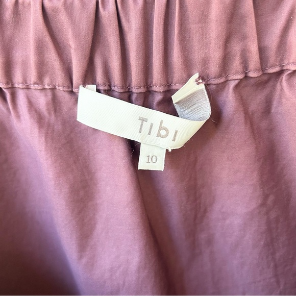 Tibi off shoulder plum tie sleeve chambray cotton mini dress - Picture 8 of 13